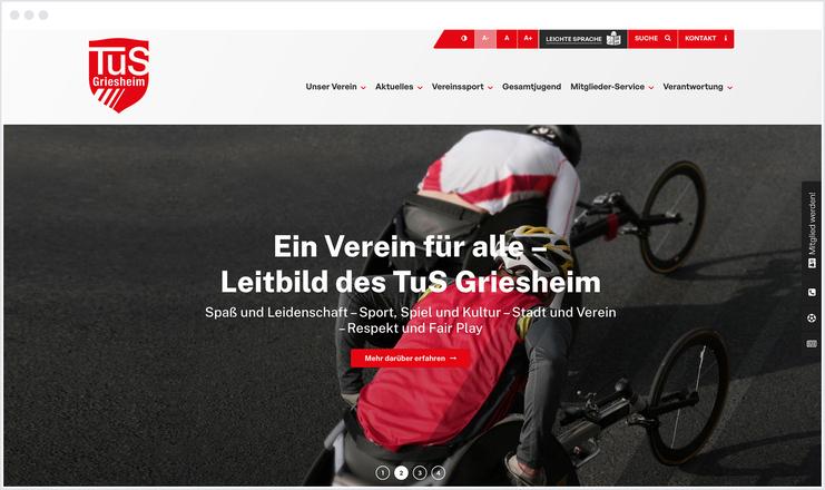 Startseite der TuS Griesheim Website