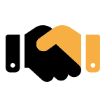 Icon eines stylisierten Tintenkillers in Orange auf schwarzem Hintergrund.